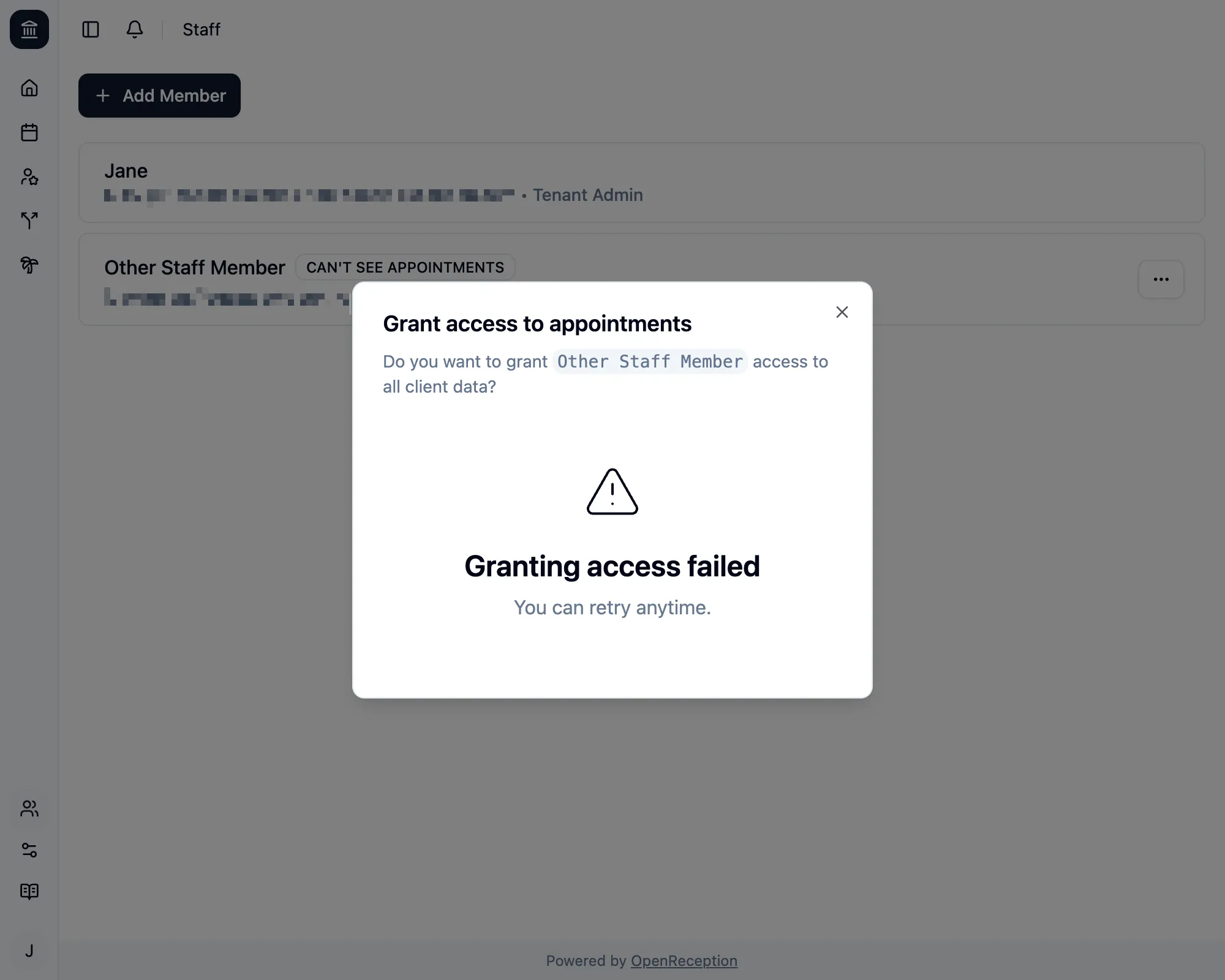 Error granting access