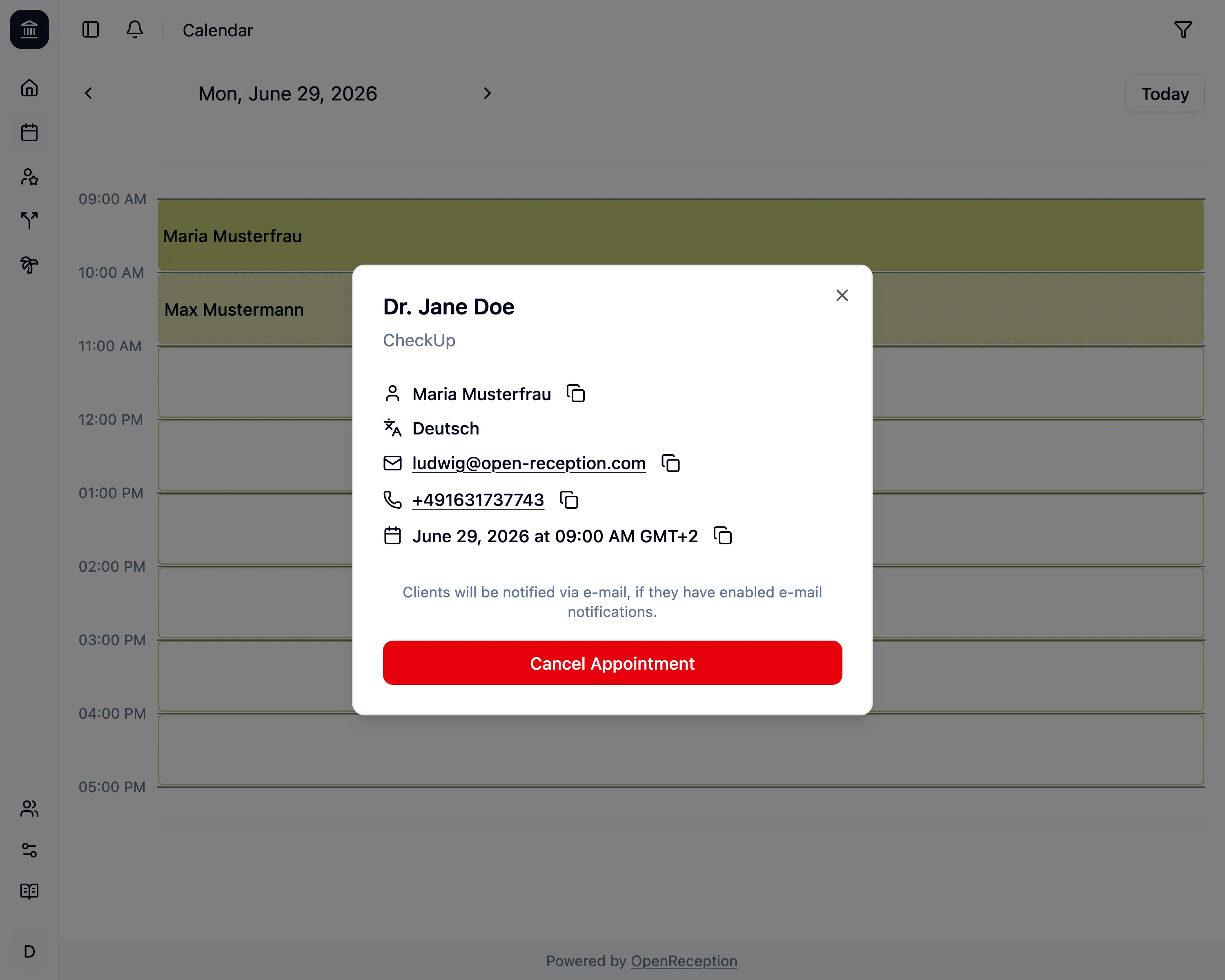 Termindetails im Kalender